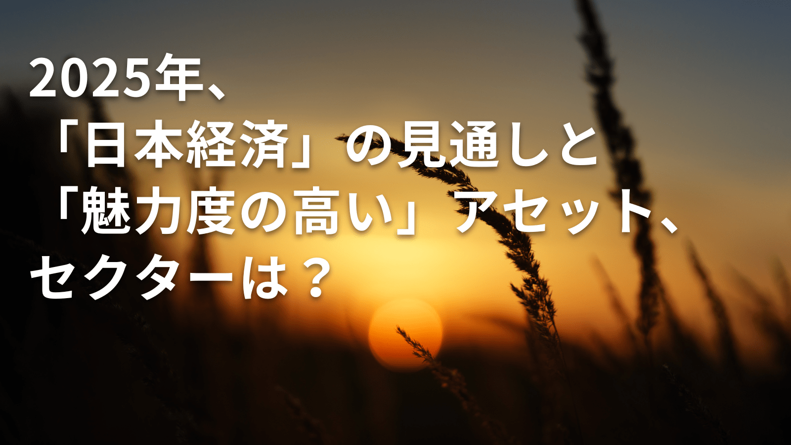 2025年、日本経済の見通しと魅力度の高いアセット、セクターは？